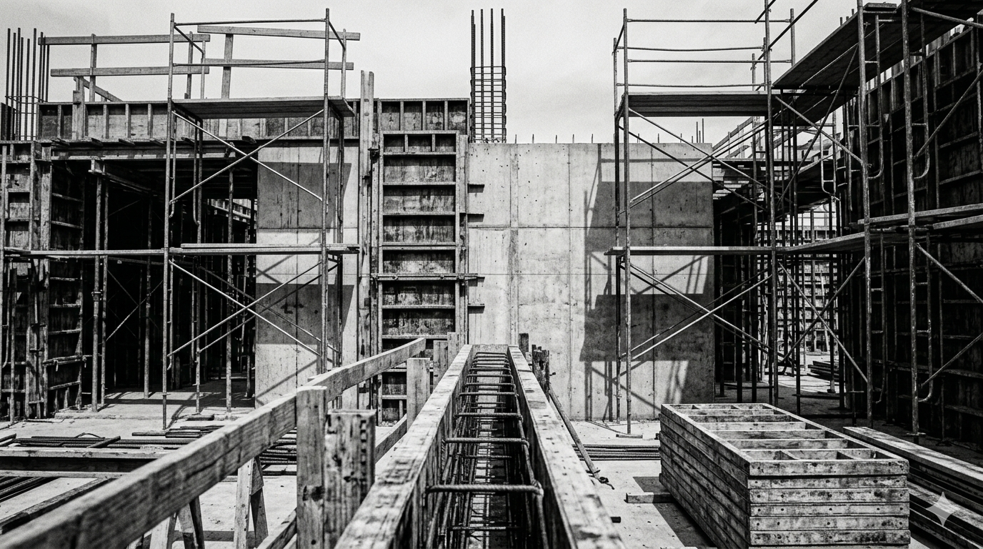 Concrete and steel construction framework